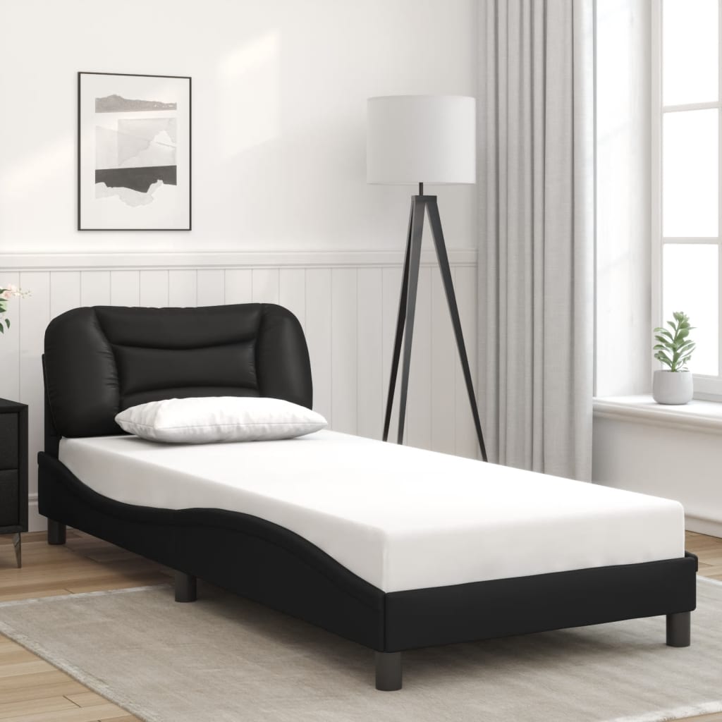 Bed Frame With Led Lights Black 90X190 Cm Single Faux Leather