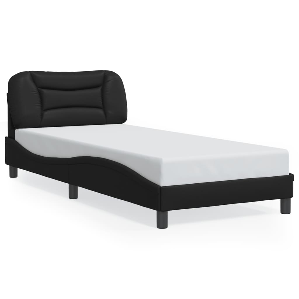 Bed Frame With Led Lights Black 90X190 Cm Single Faux Leather