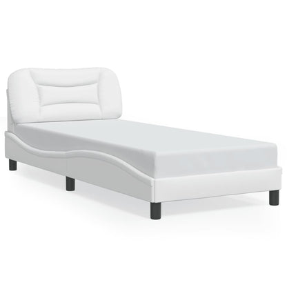 Bed Frame With Led Lights White 90X190 Cm Single Faux Leather