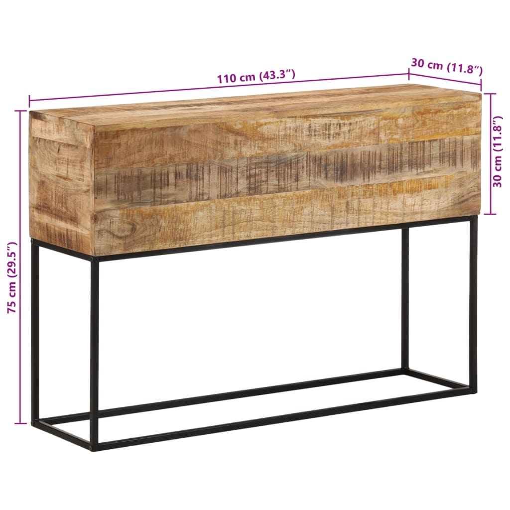 Console Table 110X30X75 Cm Solid Wood Rough Mango And Iron