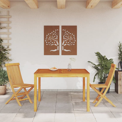 Garden Dining Table 110X110X75 Cm Solid Wood Acacia