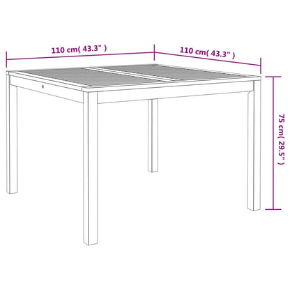 Garden Dining Table 110X110X75 Cm Solid Wood Acacia