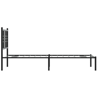 Metal Bed Frame With Headboard Black 75X190 Cm Small Single