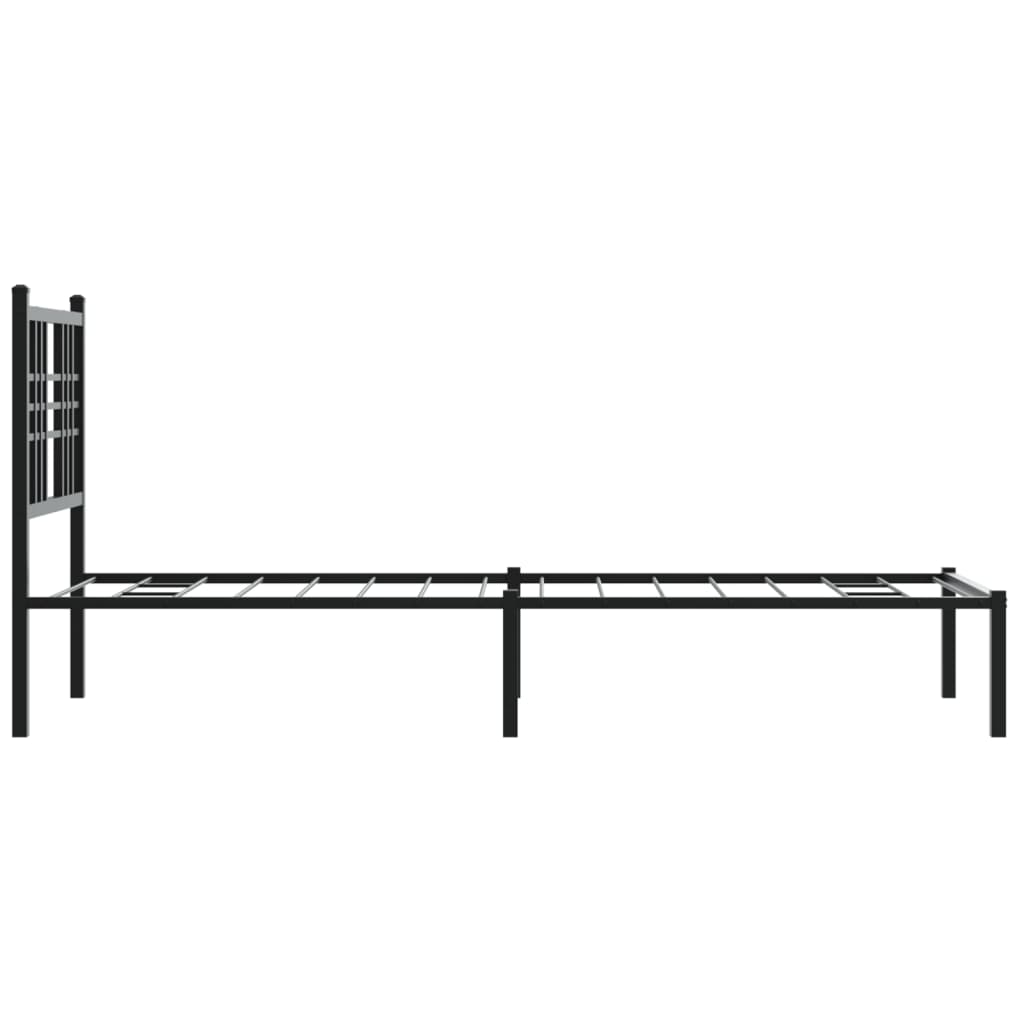 Metal Bed Frame Without Mattress With Headboard Black 80X200Cm