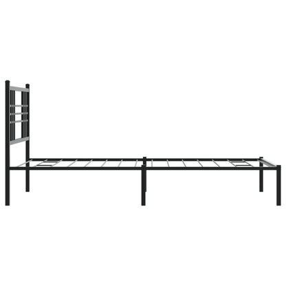 Metal Bed Frame With Headboard Black 90X190 Cm Single