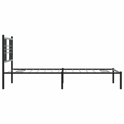 Metal Bed Frame With Headboard Black 90X200 Cm