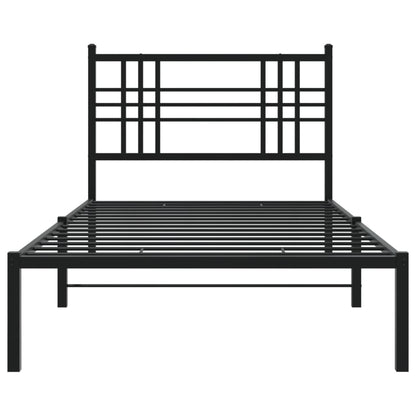 Metal Bed Frame Without Mattress With Headboard Black 100X190Cm