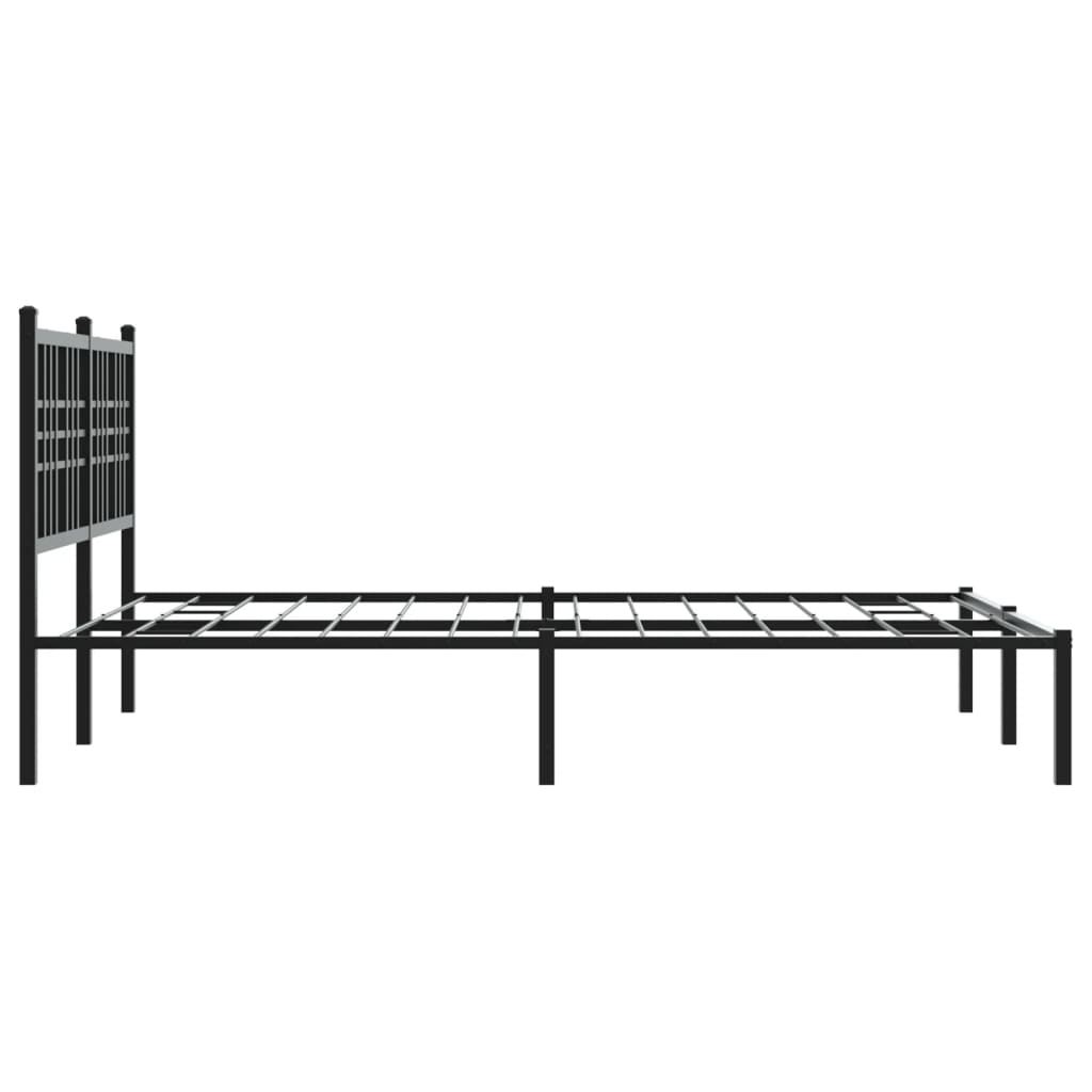 Metal Bed Frame With Headboard Black 120X190 Cm Small Double