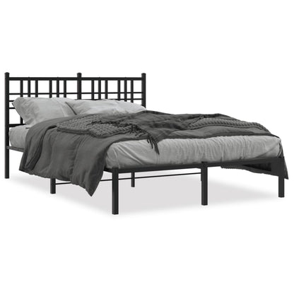 Metal Bed Frame With Headboard Black 120X200 Cm