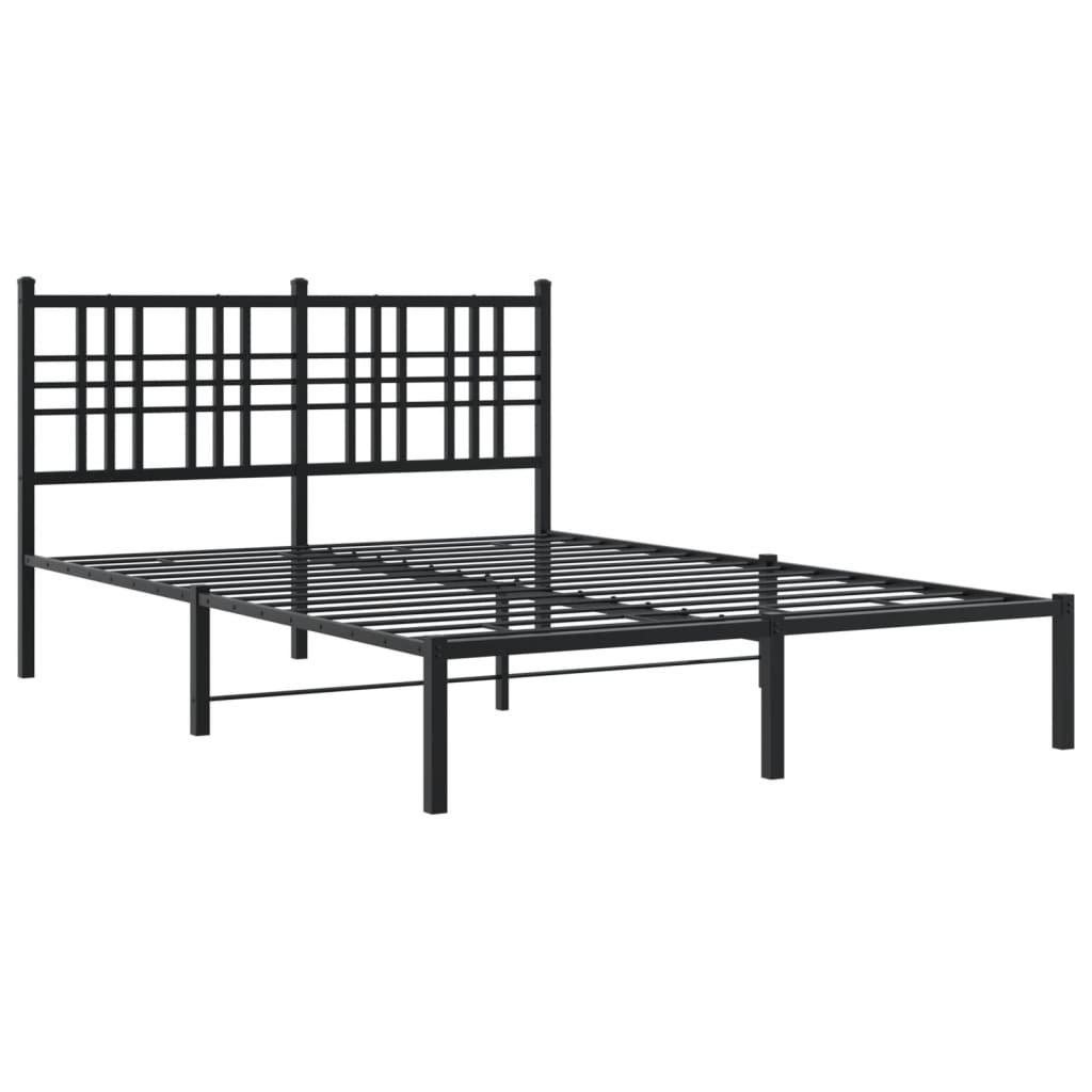 Metal Bed Frame With Headboard Black 120X200 Cm