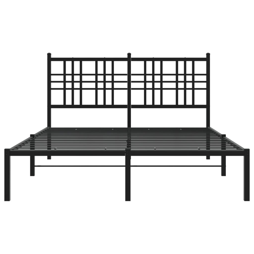 Metal Bed Frame With Headboard Black 120X200 Cm