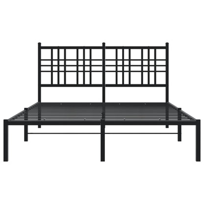 Metal Bed Frame Without Mattress With Headboard Black 135X190Cm