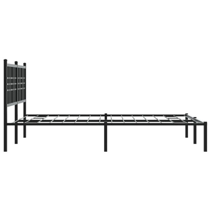 Metal Bed Frame With Headboard Black 140X190 Cm