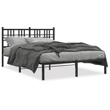 Metal Bed Frame With Headboard Black 140X200 Cm