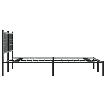 Metal Bed Frame With Headboard Black 140X200 Cm