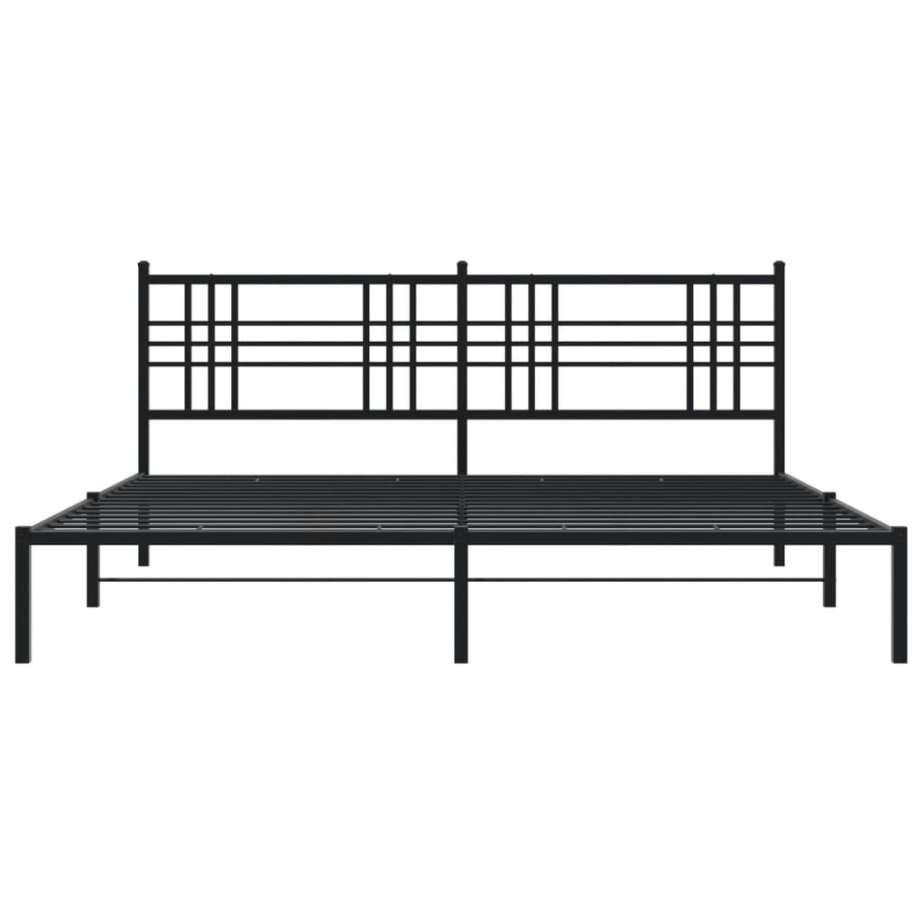 Metal Bed Frame Without Mattress With Headboard Black 180X200Cm