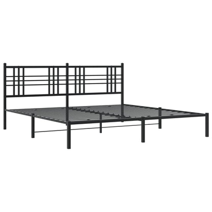 Metal Bed Frame With Headboard Black 183X213 Cm