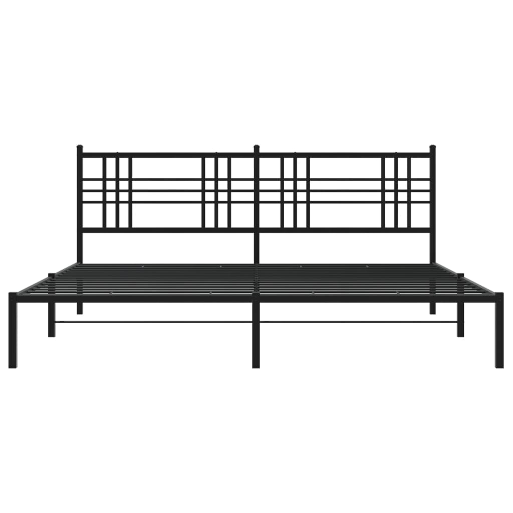 Metal Bed Frame With Headboard Black 183X213 Cm