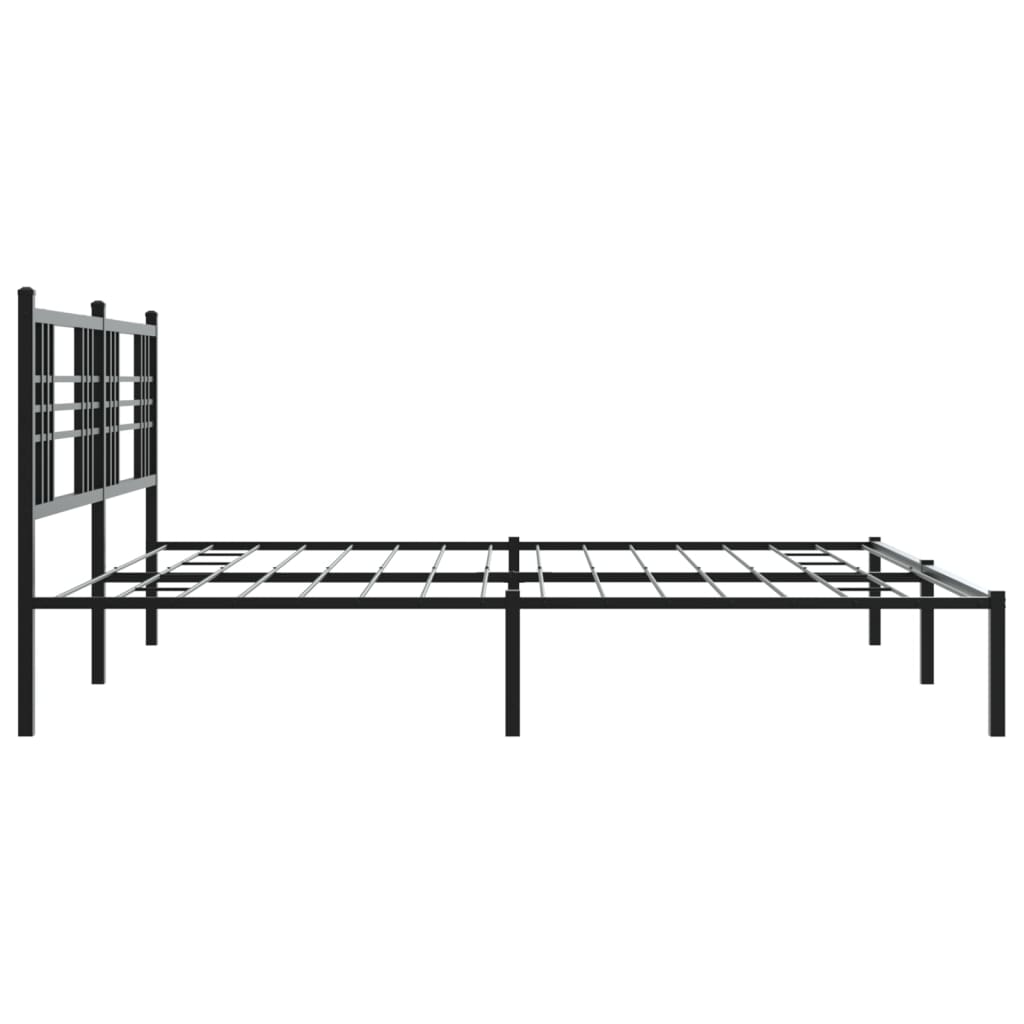 Metal Bed Frame With Headboard Black 183X213 Cm