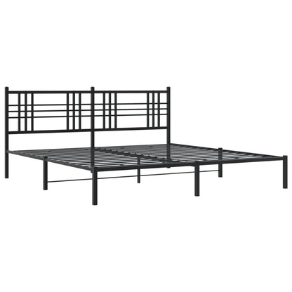 Metal Bed Frame With Headboard Black 193X203 Cm