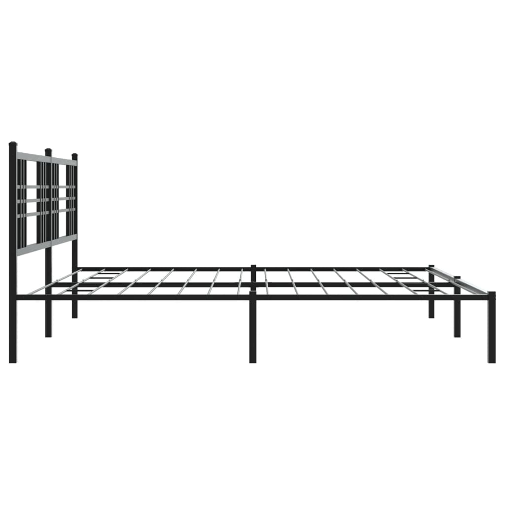 Metal Bed Frame With Headboard Black 193X203 Cm