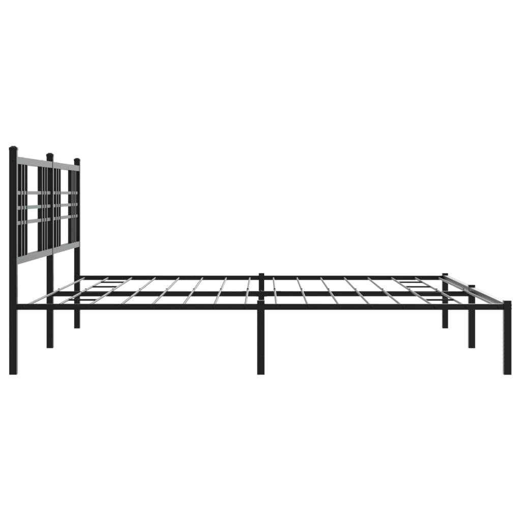 Metal Bed Frame With Headboard Black 200X200 Cm