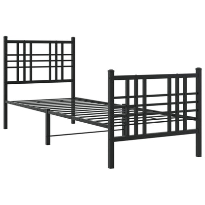 Metal Bed Frame With Headboard And Footboard Black 80X200 Cm