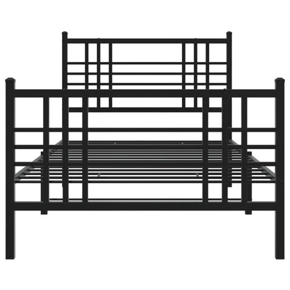 Metal Bed Frame With Headboard And Footboard Black 90X190 Cm Single