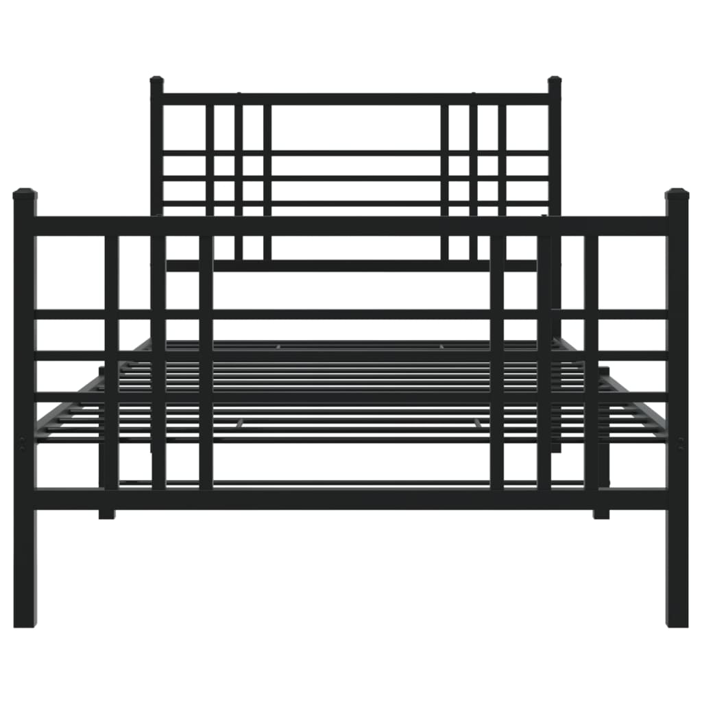 Metal Bed Frame With Headboard And Footboard Black 100X190 Cm