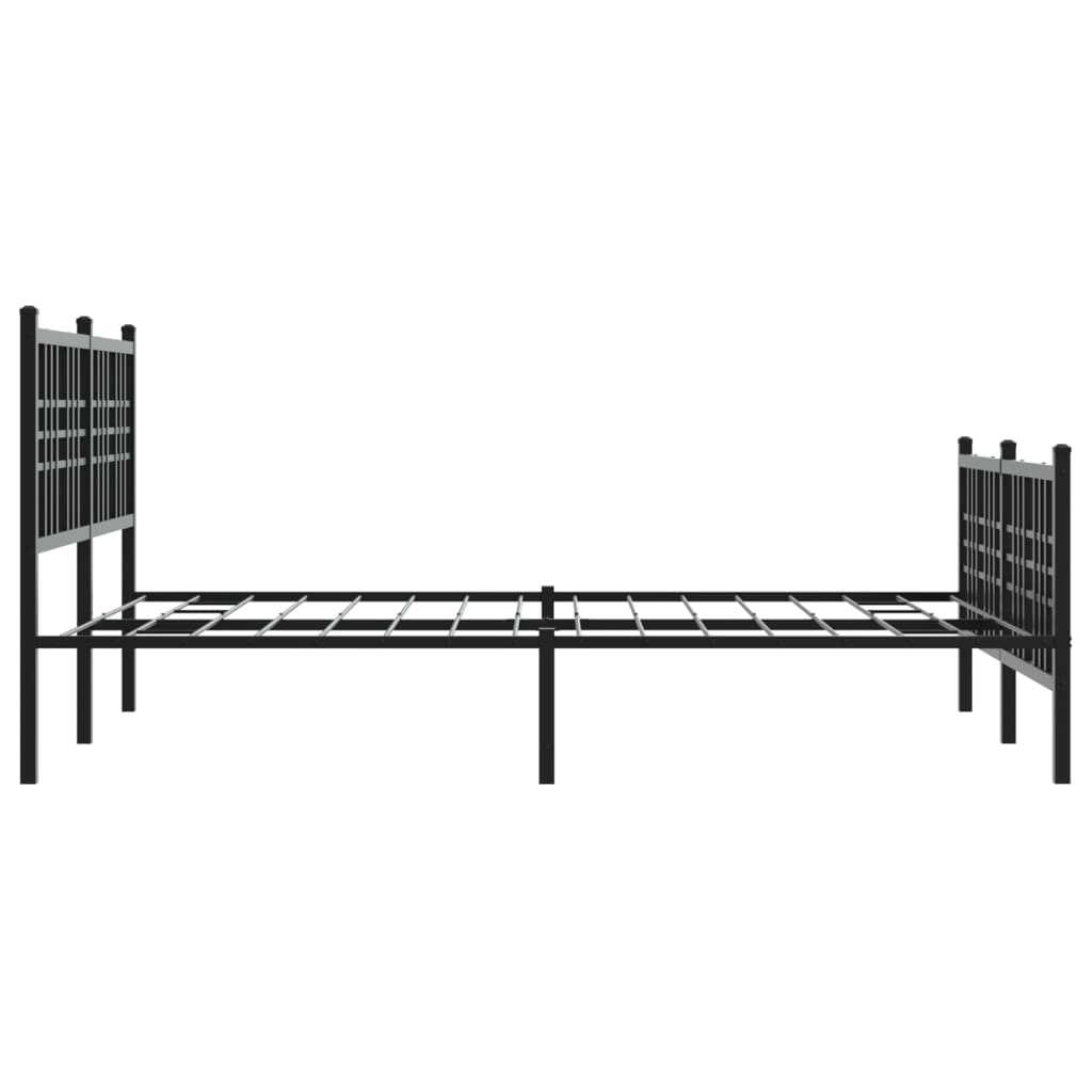 Metal Bed Frame With Headboard And Footboard Black 120X190 Cm Small Double