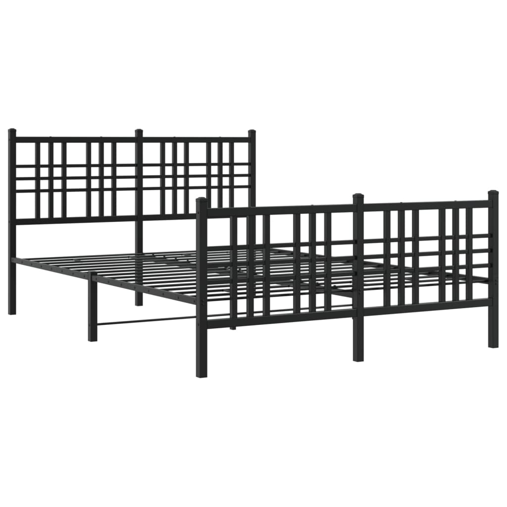 Metal Bed Frame Without Mattress With Footboard Black 137X190Cm