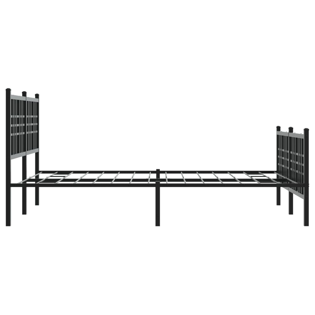 Metal Bed Frame With Headboard And Footboard Black 140X190 Cm