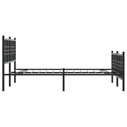 Metal Bed Frame With Headboard And Footboard Black 140X200 Cm