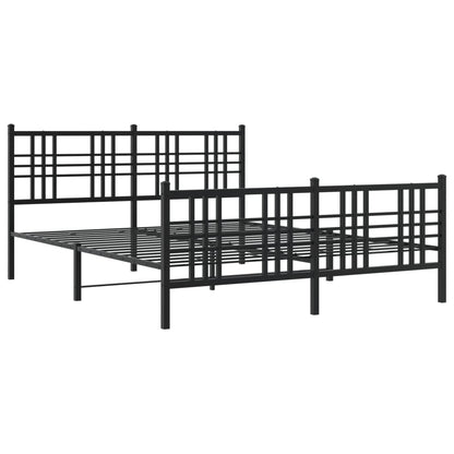 Metal Bed Frame Without Mattress With Footboard Black 150X200Cm