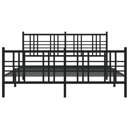 Metal Bed Frame Without Mattress With Footboard Black 150X200Cm