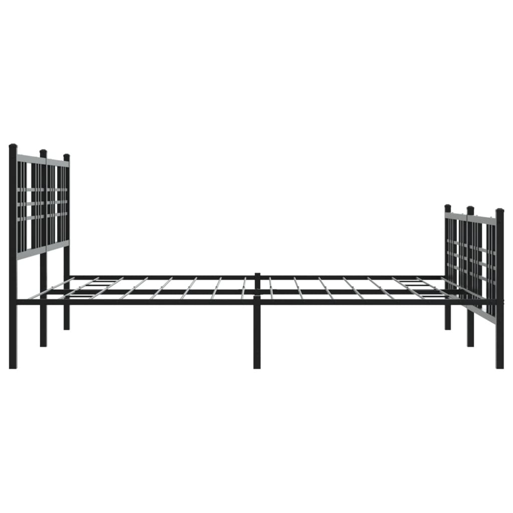 Metal Bed Frame Without Mattress With Footboard Black 150X200Cm