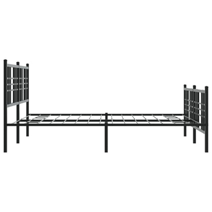 Metal Bed Frame With Headboard And Footboard Black 160X200 Cm