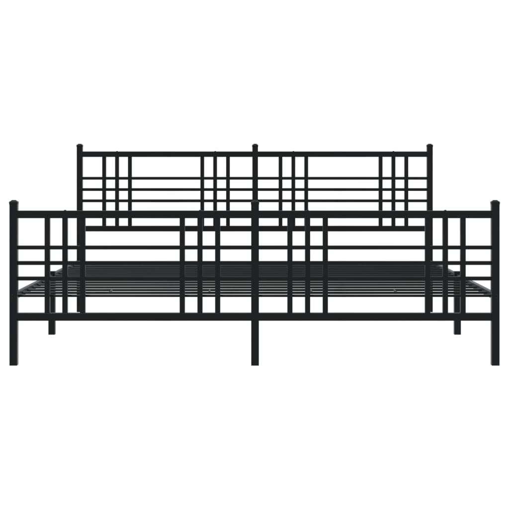 Metal Bed Frame With Headboard And Footboard Black 183X213 Cm