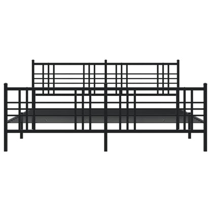 Metal Bed Frame With Headboard And Footboard Black 183X213 Cm