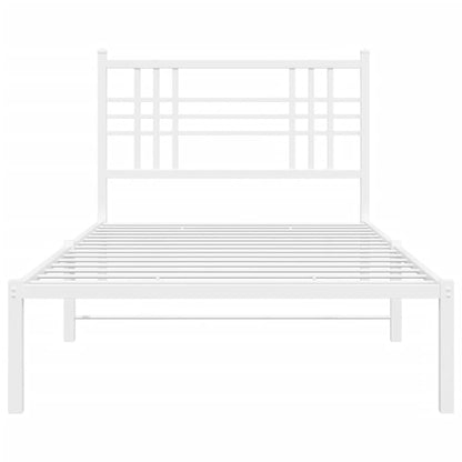 Metal Bed Frame With Headboard White 90X190 Cm Single