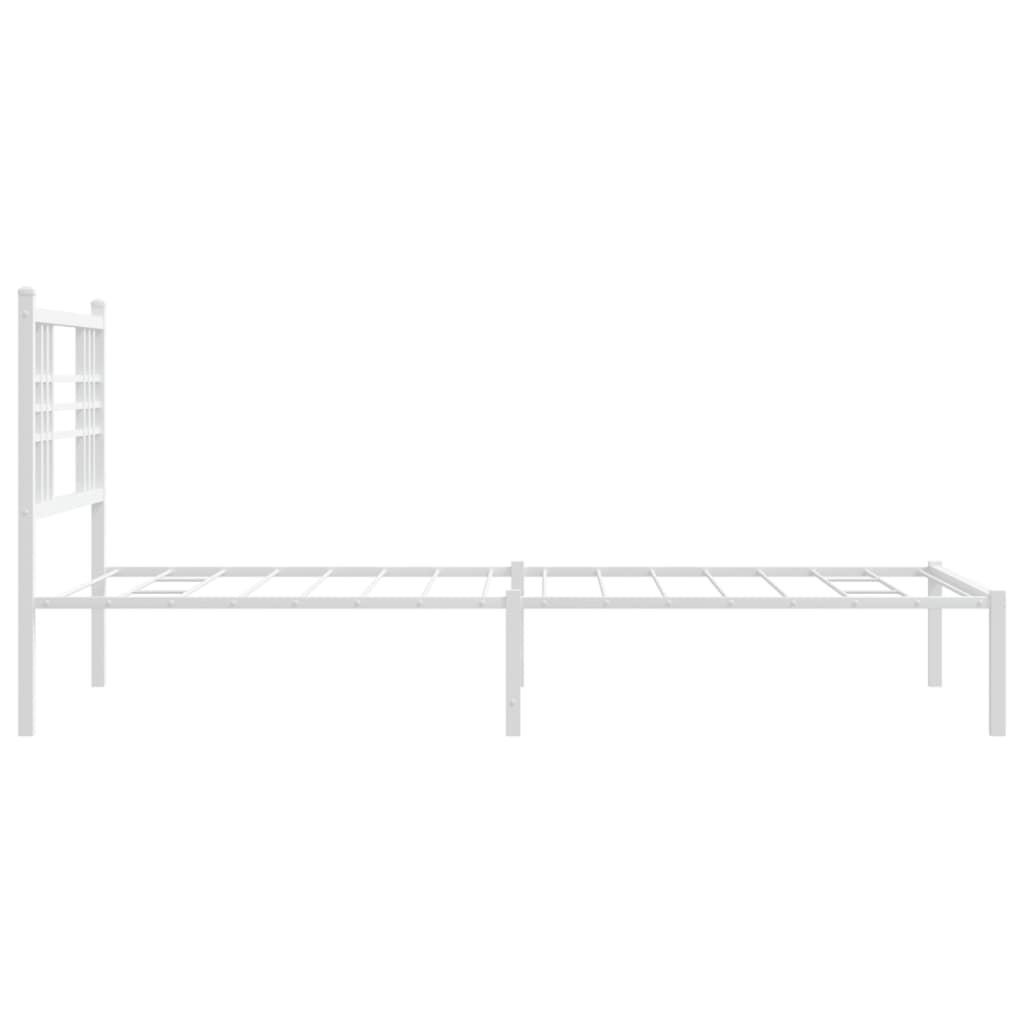 Metal Bed Frame With Headboard White 90X190 Cm Single