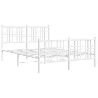 Metal Bed Frame With Headboard And Footboard White 120X190 Cm Small Double