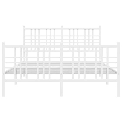 Metal Bed Frame With Headboard And Footboard White 120X190 Cm Small Double