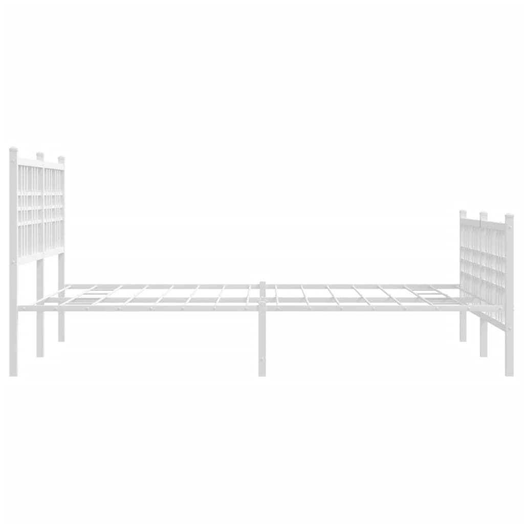 Metal Bed Frame With Headboard And Footboard White 120X190 Cm Small Double