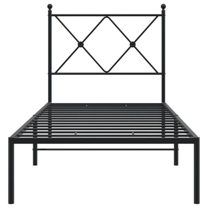 Metal Bed Frame Without Mattress With Headboard Black 80X200Cm