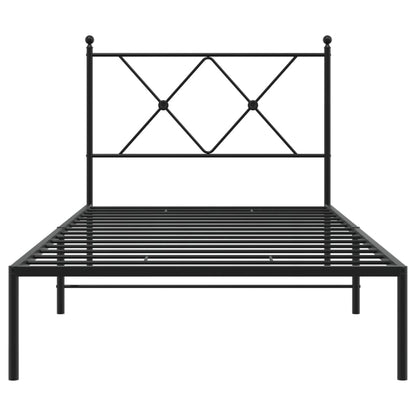 Metal Bed Frame With Headboard Black 90X190 Cm Single