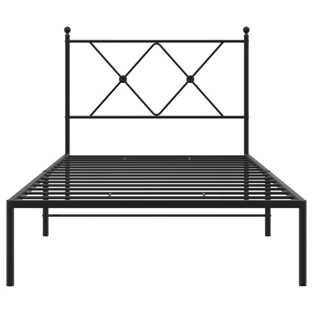 Metal Bed Frame Without Mattress With Headboard Black 90X200Cm