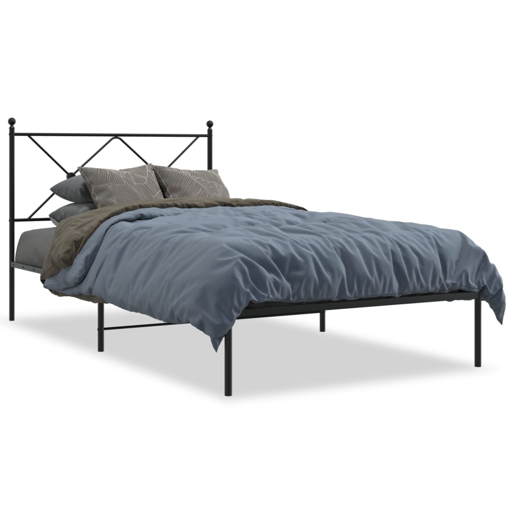 Metal Bed Frame With Headboard Black 100X190 Cm