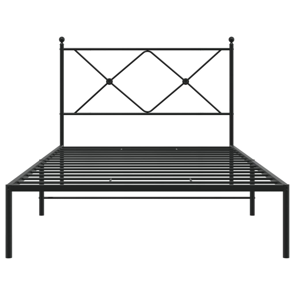 Metal Bed Frame Without Mattress With Headboard Black 100X200Cm