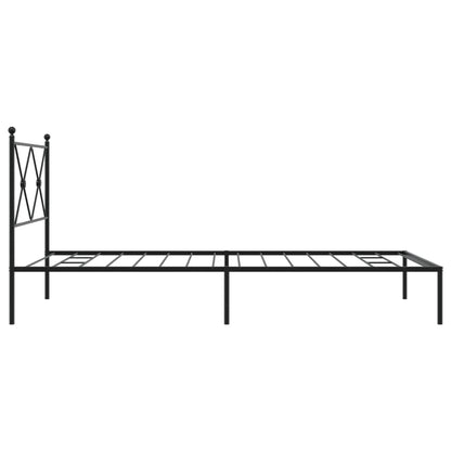 Metal Bed Frame With Headboard Black 107X203 Cm